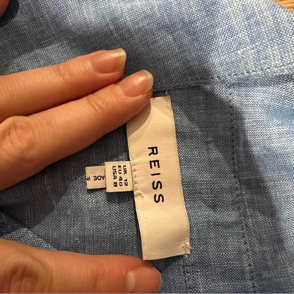 REISS Linen Ema Tie Front Sleeveless Romper - Picture 9 of 11